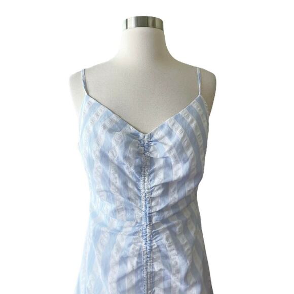 CUPCAKES CASHMERE Corsiva Mini Flounce Dress Striped Spaghetti-Strap Blue 8 NWT - Picture 7 of 8